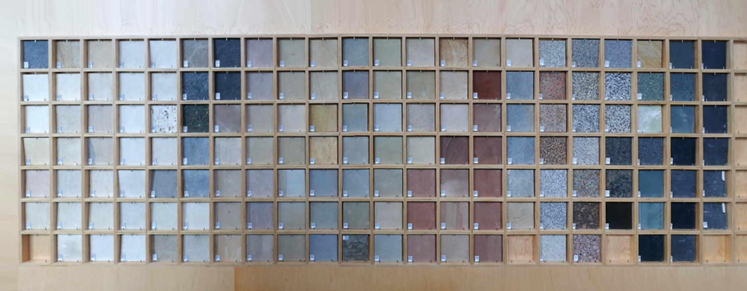 a panoramic image of stone samples from the SHU stone library